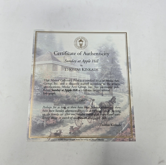 VINTAGE THOMAS KINKADE MATTED COLLECTOR'S PRINT SUNDAY AT APPLE HILL FARMHOUSE - Picture 2 of 14